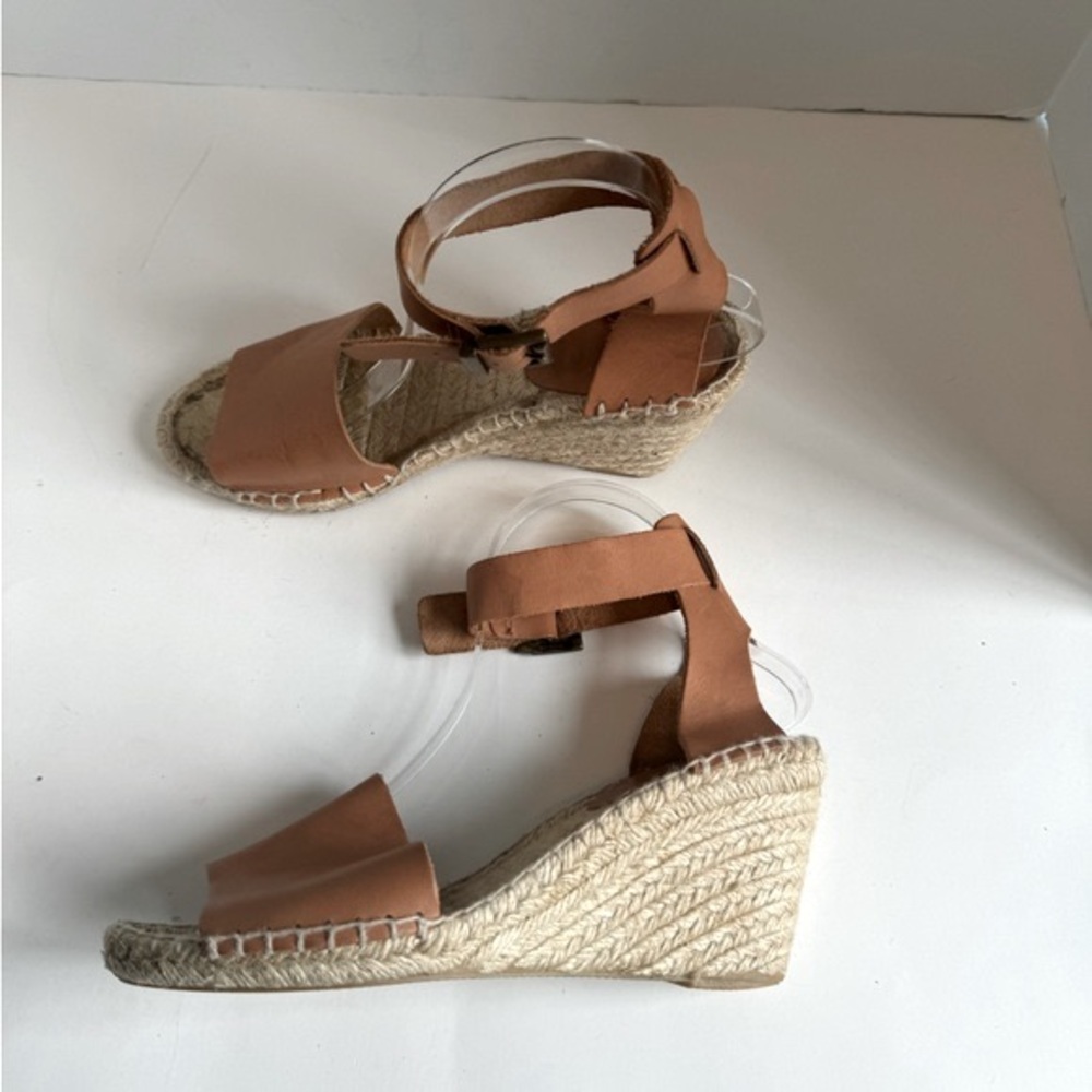Picon Espadrille Leather Wedge Sandal Brown Spain- Size 8